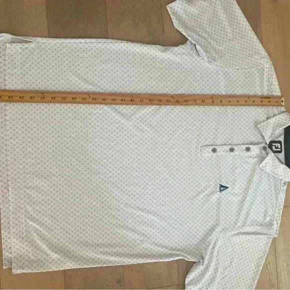 FootJoy Mens Palm Tree Golf Polo White Blue Large - Picture 5 of 7